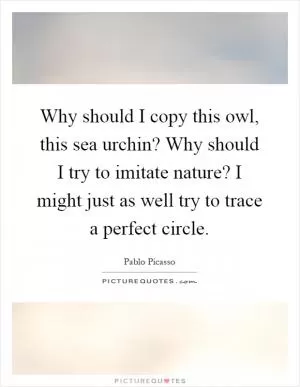 Why should I copy this owl, this sea urchin? Why should I try to imitate nature? I might just as well try to trace a perfect circle Picture Quote #1