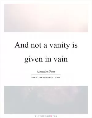 And not a vanity is given in vain Picture Quote #1