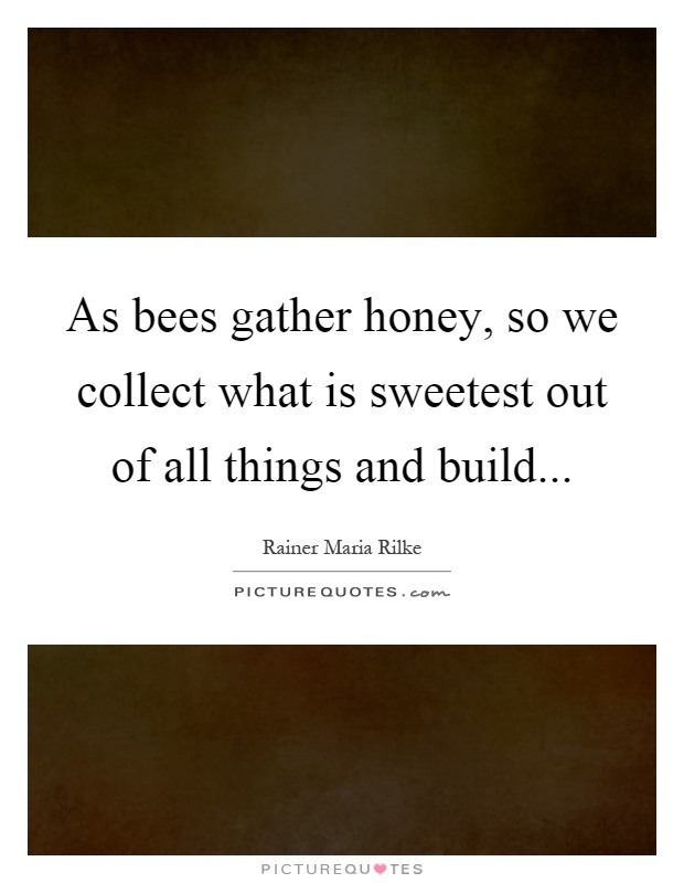 As bees gather honey, so we collect what is sweetest out of all things and build Picture Quote #1