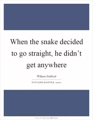 When the snake decided to go straight, he didn’t get anywhere Picture Quote #1