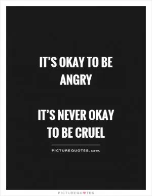 It’s okay to be angry   It’s never okay to be cruel Picture Quote #1