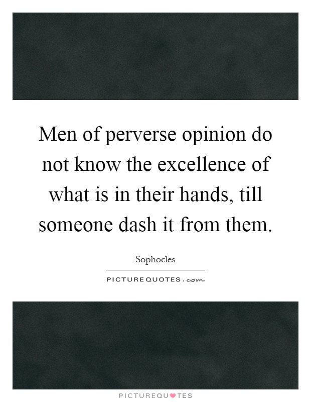 Men of perverse opinion do not know the excellence of what is in their hands, till someone dash it from them Picture Quote #1