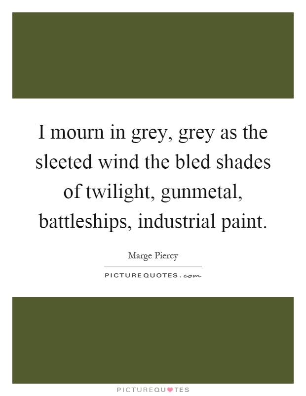I mourn in grey, grey as the sleeted wind the bled shades of twilight, gunmetal, battleships, industrial paint Picture Quote #1