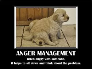 Anger management. When angry with someone, it helps to sit down and think about he problem Picture Quote #1