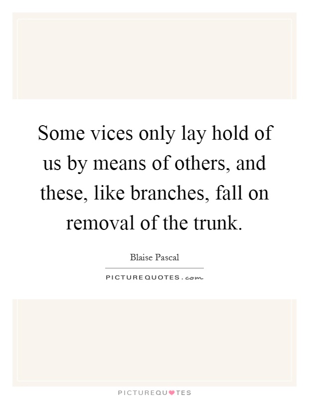 Some vices only lay hold of us by means of others, and these, like branches, fall on removal of the trunk Picture Quote #1