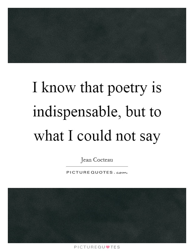 I know that poetry is indispensable, but to what I could not say Picture Quote #1