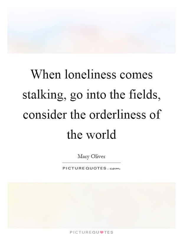 When loneliness comes stalking, go into the fields, consider the orderliness of the world Picture Quote #1