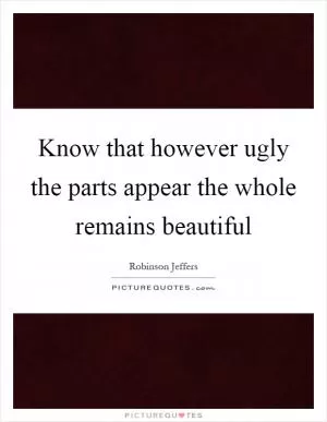 Know that however ugly the parts appear the whole remains beautiful Picture Quote #1