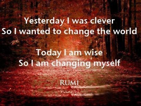Yesterday I was clever, so I wanted to change the world. Today I am wise, so I am changing myself Picture Quote #1