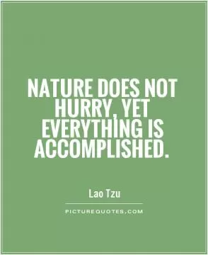 Nature does not hurry, yet everything is accomplished Picture Quote #2