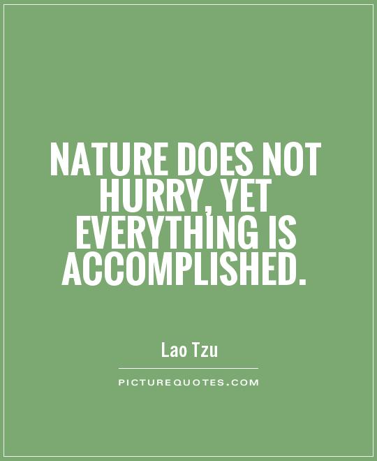 Nature does not hurry, yet everything is accomplished Picture Quote #1
