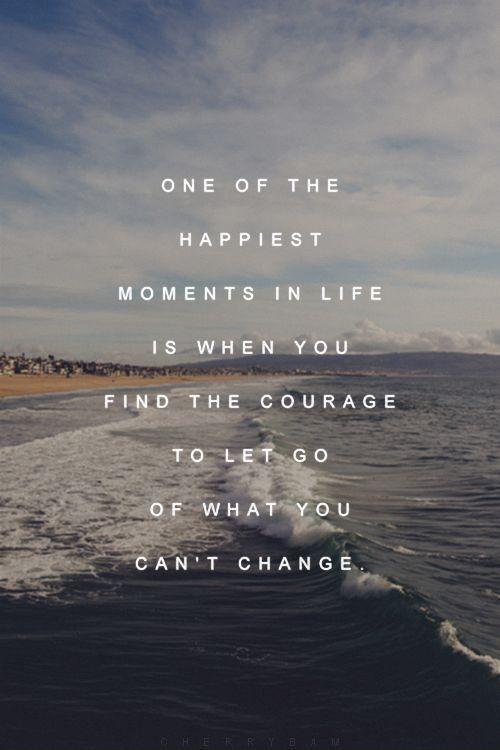 One of the happiest moments in life is when you find the courage to let go of what you can't change Picture Quote #1