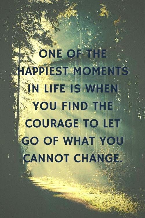 One of the happiest moments in life is when you find the courage to let go of what you can't change Picture Quote #2