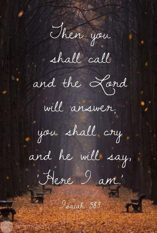 Then you shall call, and the LORD will answer; you shall cry, and he will say, 'Here I am' Picture Quote #1