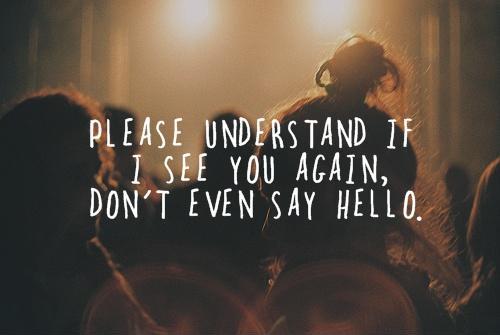 Please understand if i see you again, don't even say hello Picture Quote #1