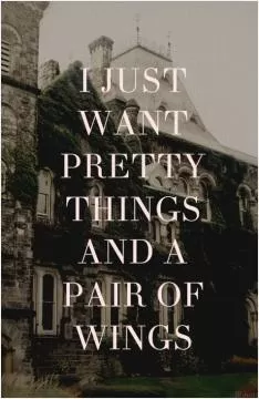 I just want pretty things and a pair of wings Picture Quote #1