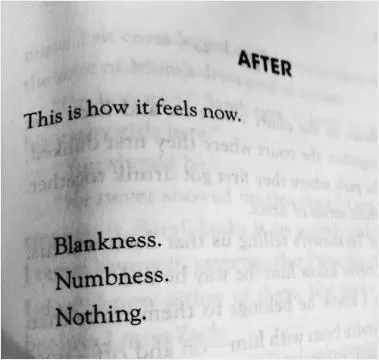 This is how it feels now. Blankness. Numbness. Nothing Picture Quote #1