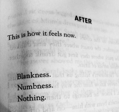 This is how it feels now. Blankness. Numbness. Nothing Picture Quote #1