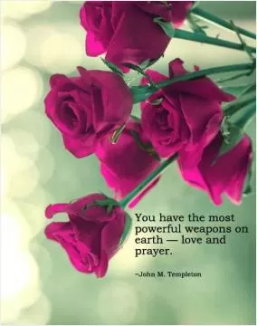 You have the most powerful weapons on Earth, love and prayer Picture Quote #1