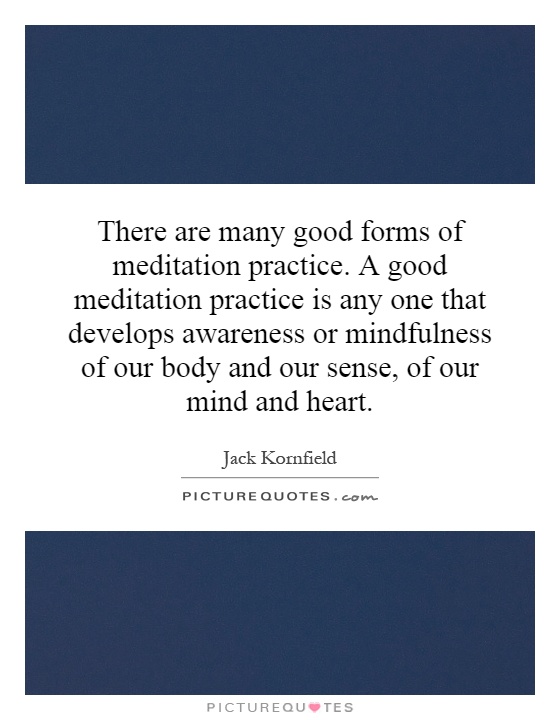There are many good forms of meditation practice. A good meditation practice is any one that develops awareness or mindfulness of our body and our sense, of our mind and heart Picture Quote #1