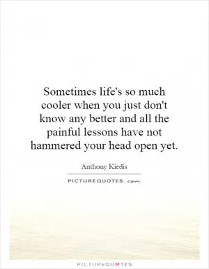 Sometimes life's so much cooler when you just don't know any better and all the painful lessons have not hammered your head open yet Picture Quote #1