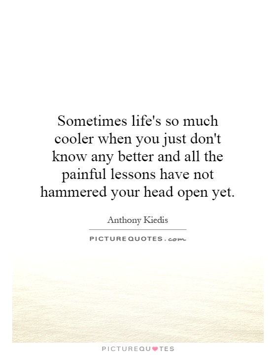 Sometimes life's so much cooler when you just don't know any better and all the painful lessons have not hammered your head open yet Picture Quote #1