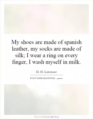 My shoes are made of spanish leather, my socks are made of silk; I wear a ring on every finger, I wash myself in milk Picture Quote #1