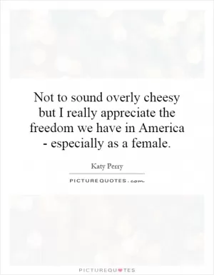 Not to sound overly cheesy but I really appreciate the freedom we have in America - especially as a female Picture Quote #1