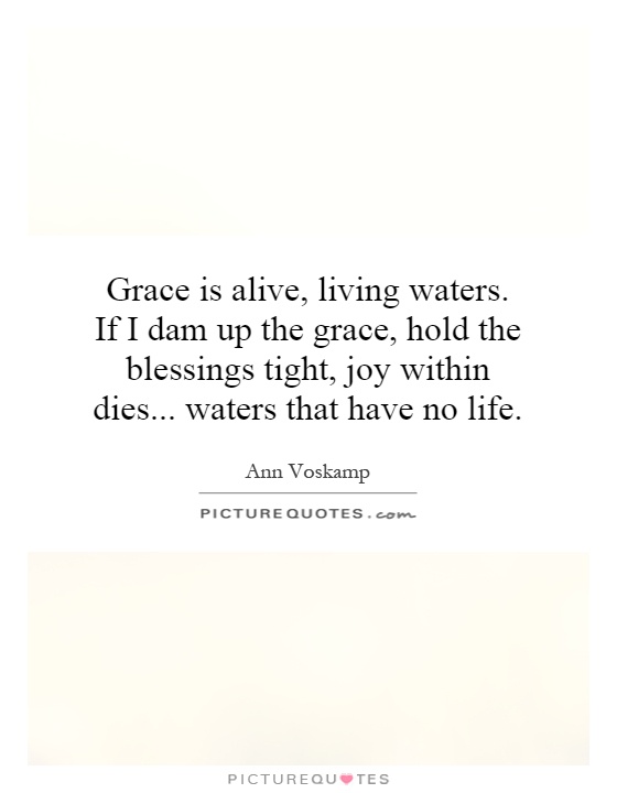 Grace is alive, living waters. If I dam up the grace, hold the blessings tight, joy within dies... waters that have no life Picture Quote #1