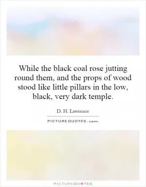 While the black coal rose jutting round them, and the props of wood stood like little pillars in the low, black, very dark temple Picture Quote #1