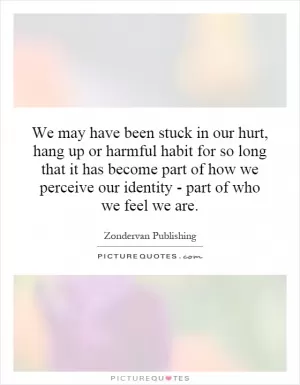 We may have been stuck in our hurt, hang up or harmful habit for so long that it has become part of how we perceive our identity - part of who we feel we are Picture Quote #1