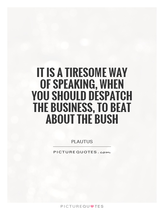 It is a tiresome way of speaking, when you should despatch the business, to beat about the bush Picture Quote #1