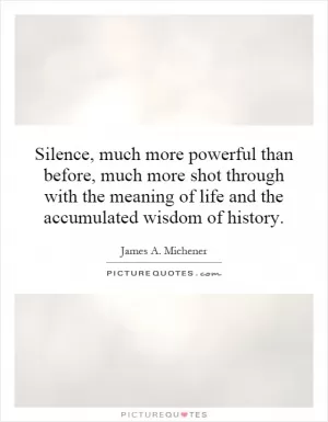 Silence, much more powerful than before, much more shot through with the meaning of life and the accumulated wisdom of history Picture Quote #1