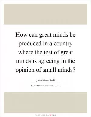 How can great minds be produced in a country where the test of great minds is agreeing in the opinion of small minds? Picture Quote #1