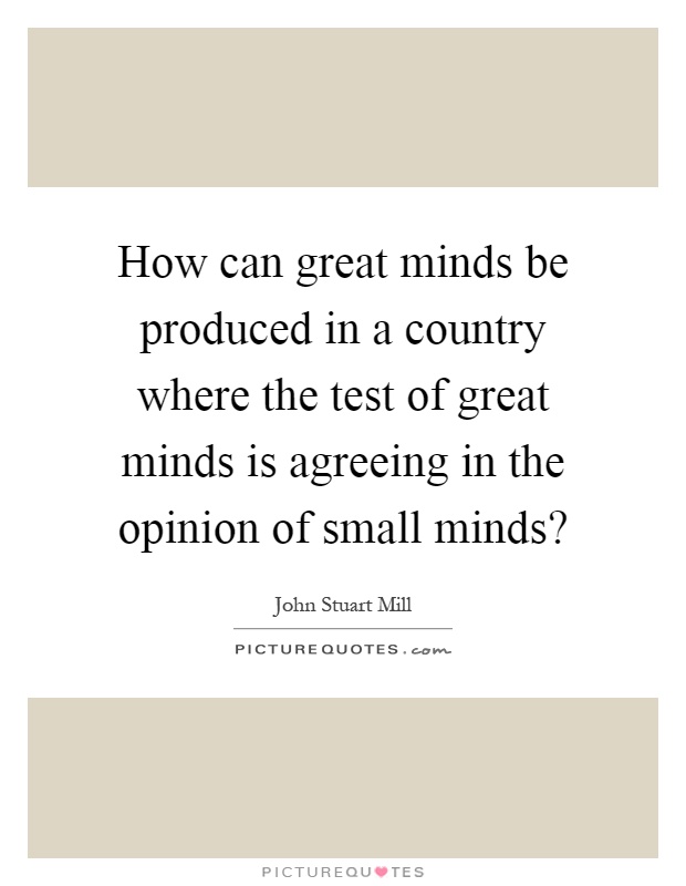 How can great minds be produced in a country where the test of great minds is agreeing in the opinion of small minds? Picture Quote #1