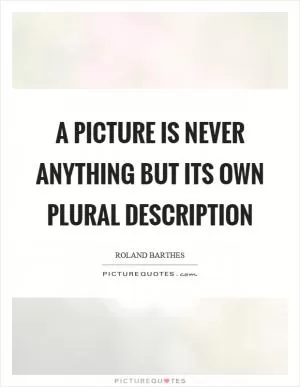 A picture is never anything but its own plural description Picture Quote #1