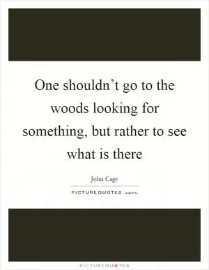 One shouldn’t go to the woods looking for something, but rather to see what is there Picture Quote #1