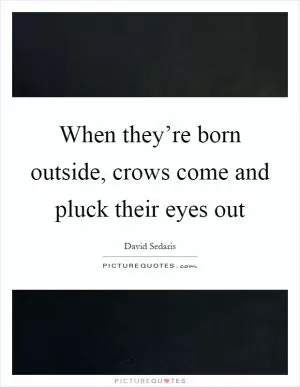 When they’re born outside, crows come and pluck their eyes out Picture Quote #1
