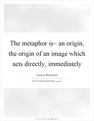 The metaphor is~ an origin, the origin of an image which acts directly, immediately Picture Quote #1