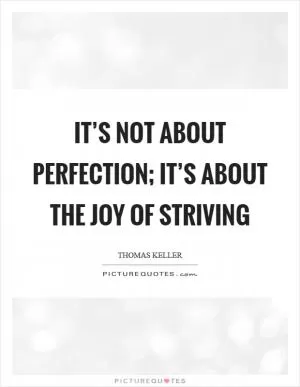 It’s not about perfection; it’s about the joy of striving Picture Quote #1