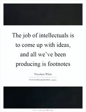The job of intellectuals is to come up with ideas, and all we’ve been producing is footnotes Picture Quote #1