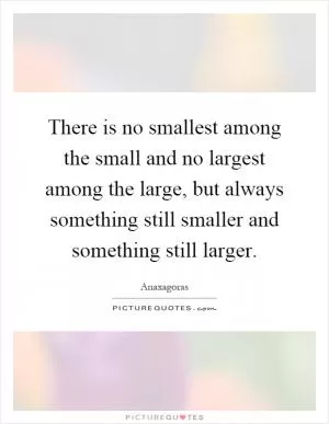 There is no smallest among the small and no largest among the large, but always something still smaller and something still larger Picture Quote #1