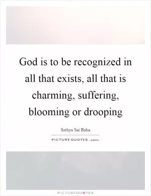 God is to be recognized in all that exists, all that is charming, suffering, blooming or drooping Picture Quote #1