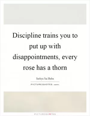 Discipline trains you to put up with disappointments, every rose has a thorn Picture Quote #1