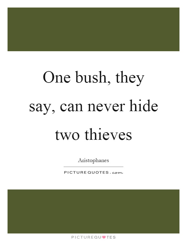 One bush, they say, can never hide two thieves Picture Quote #1