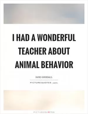 I had a wonderful teacher about animal behavior Picture Quote #1