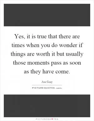 Yes, it is true that there are times when you do wonder if things are worth it but usually those moments pass as soon as they have come Picture Quote #1