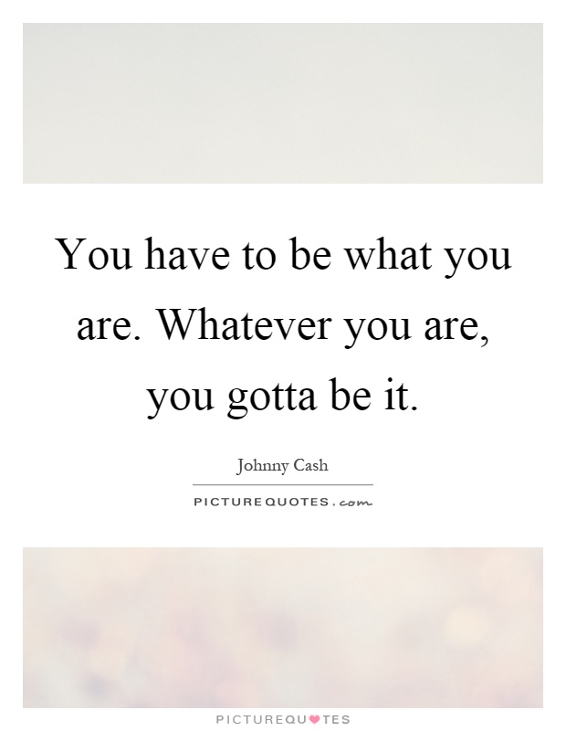 You have to be what you are. Whatever you are, you gotta be it Picture Quote #1