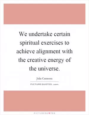 We undertake certain spiritual exercises to achieve alignment with the creative energy of the universe Picture Quote #1