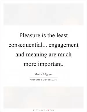 Pleasure is the least consequential... engagement and meaning are much more important Picture Quote #1